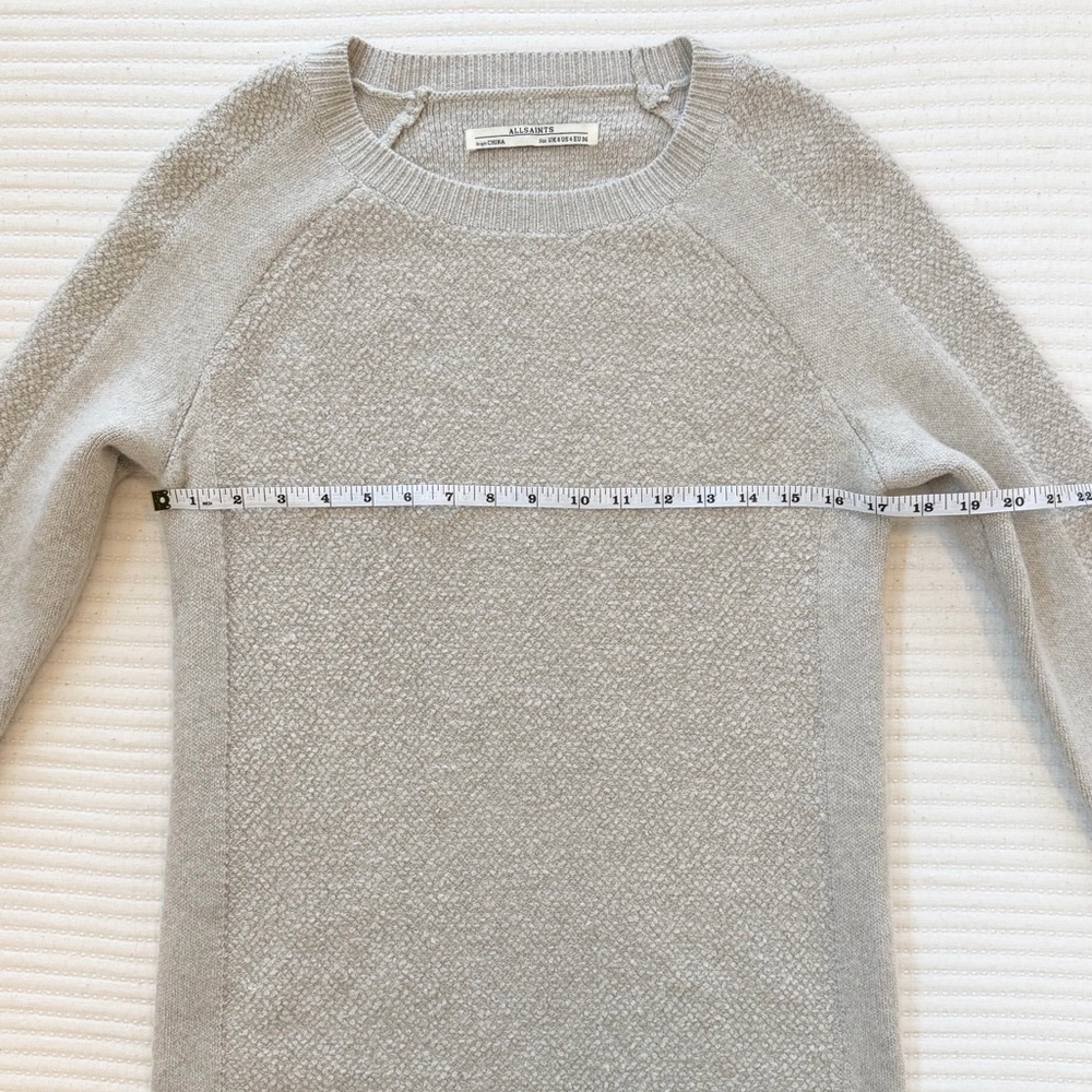 All Saints Lambswool Blend Crew Neck Sweater in Taupe - Picture 6 of 7